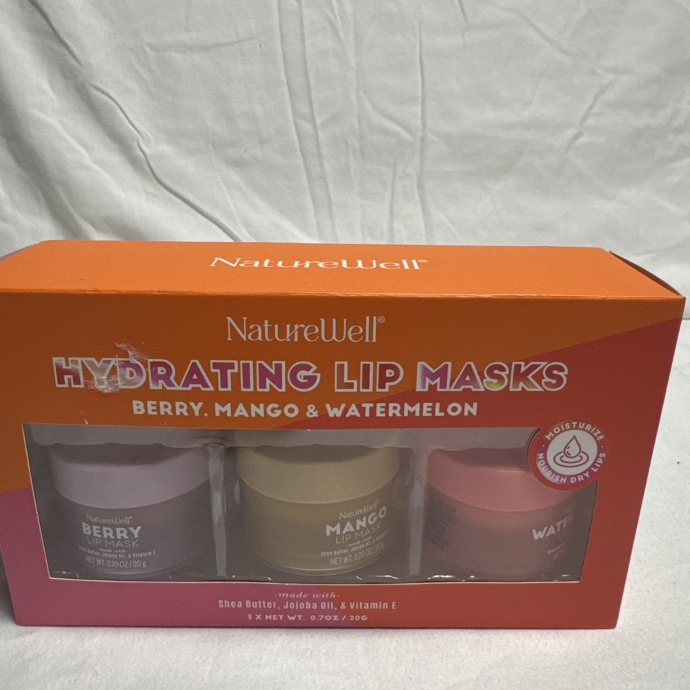 NatureWell Hydrating Lip Masks Mango Watermelon Berry SEALED 3 x 0.70 OZ each